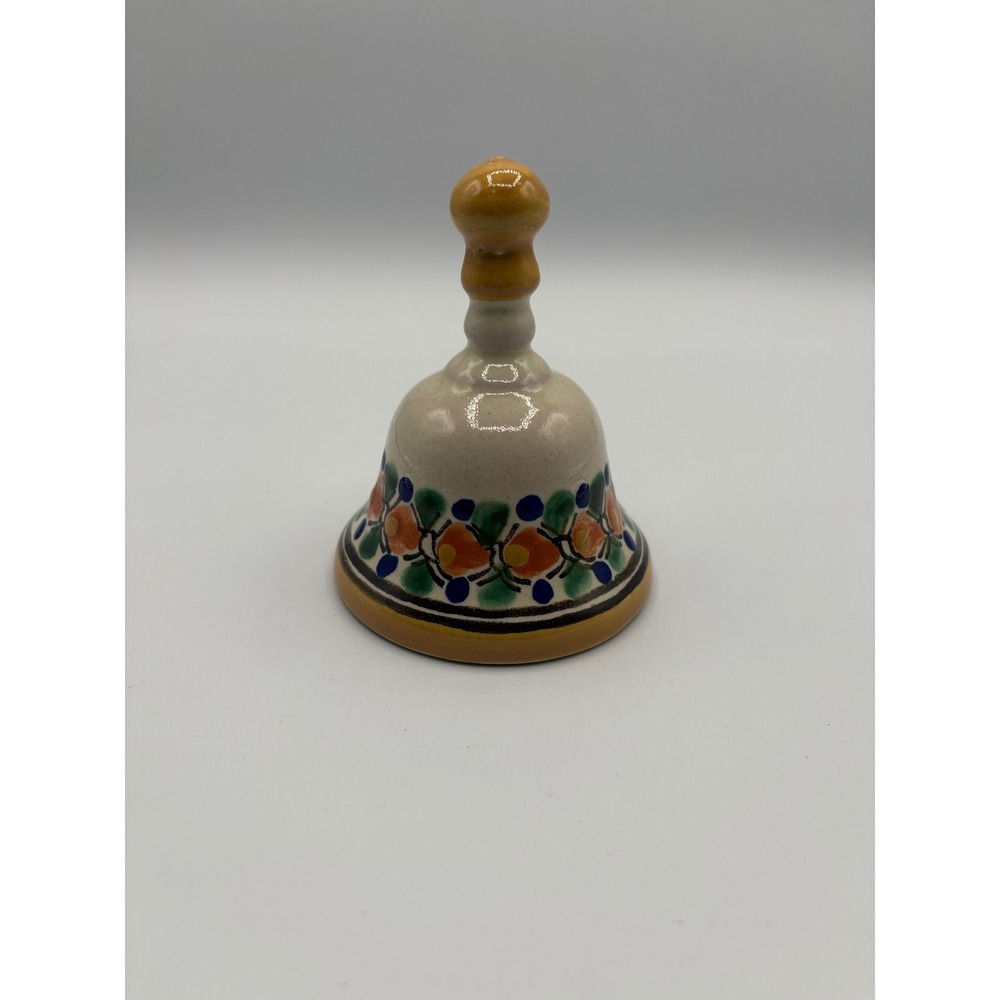 Talavera Hand Painted Ceramic Bell Puebla Mexico Floral Folk Art Pottery GTR